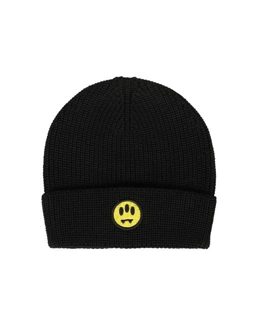 Barrow Black Logo Detail Gestrickte Beanie Mütze