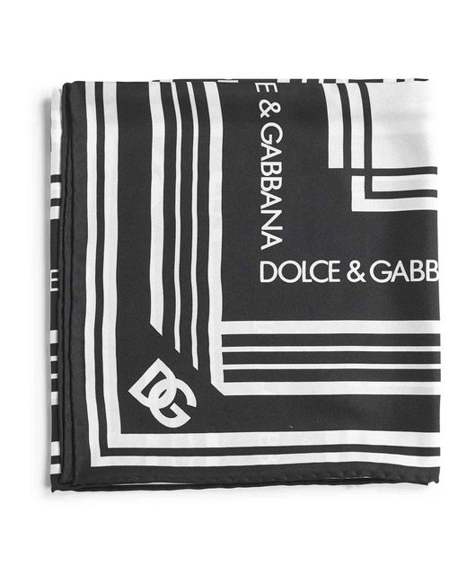 Dolce & Gabbana Contrasterende Gestreepte Zijden Sjaal in het Black