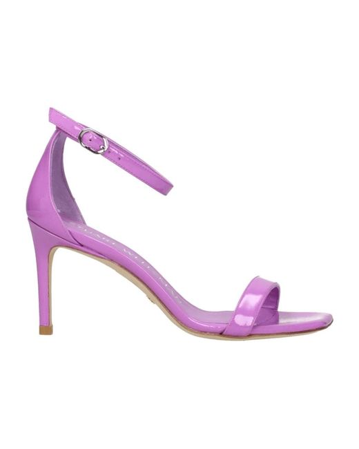 Stuart Weitzman Paarse Leren Stiletto Hak Sandalen in het Purple