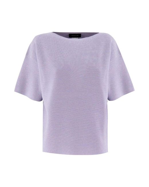 Fabiana Filippi Purple Edler Strickpullover Mit U-Boot-Ausschnitt