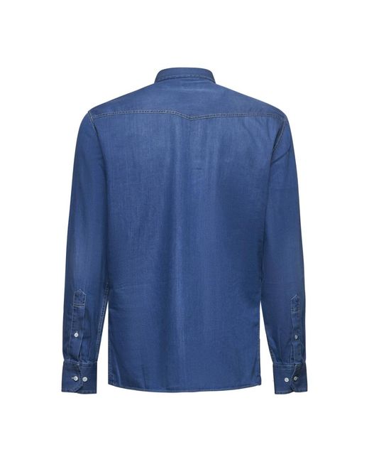 Brunello Cucinelli Blue Denim Shirts for men