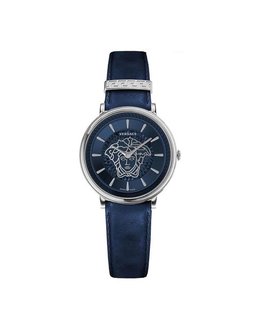 Versace Blue Armbanduhr v circle lederarmband schwarz ve81016 19