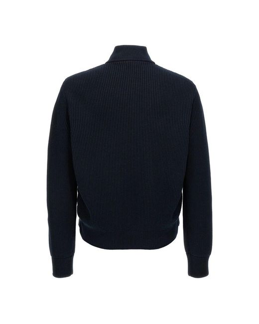 Moncler Blauer Gepolsterter Nylonpullover Mit Reißverschluss in Blue für Herren