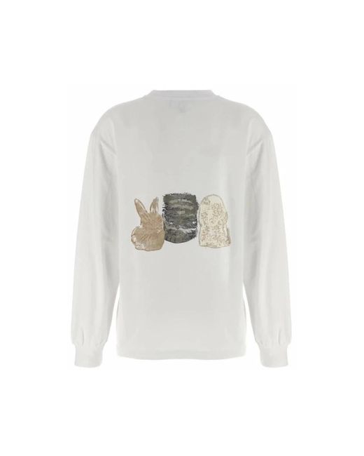 Ganni Long Sleeve Tops in het White