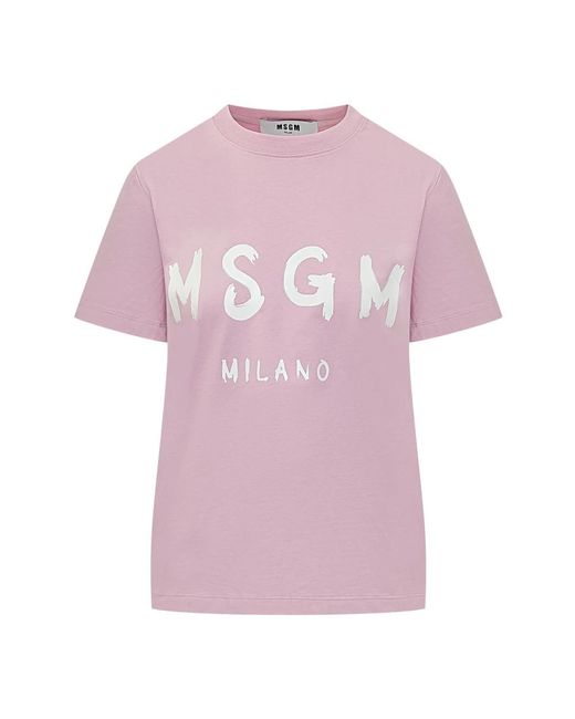 MSGM Tops ,Roze ,Katoen T-Shirt in het Purple