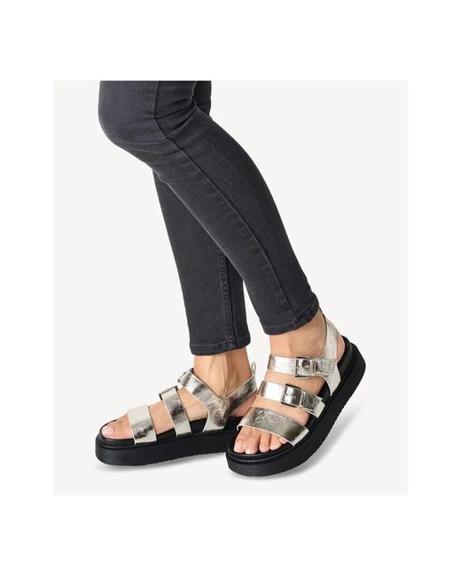 Tamaris Black Flat Sandals