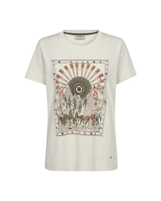 Mos Mosh White T-shirt mit grafischem print und pailletten