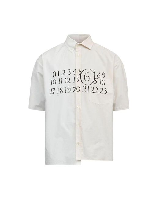 MM6 by Maison Martin Margiela Weiße baumwoll asymmetrische bluse in White für Herren