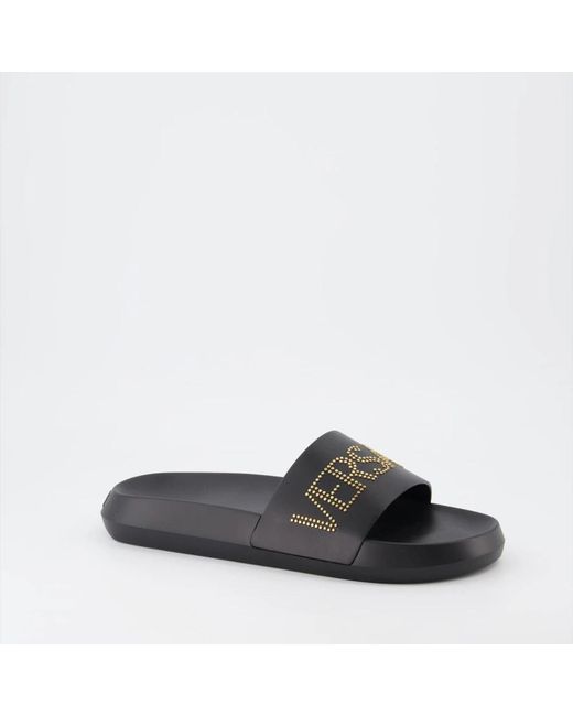 Versace Logo slides bequeme geformte sohle in Black für Herren