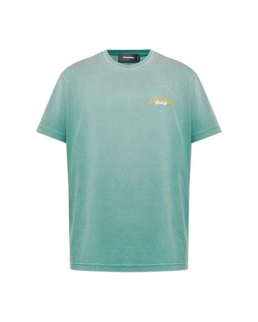 DSquared² Tops ,Groen ,Katoen T-Shirt Met Logo in het Green voor heren