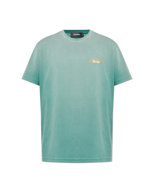 DSquared² Tops ,Groen ,Katoen T-Shirt Met Logo in het Green voor heren