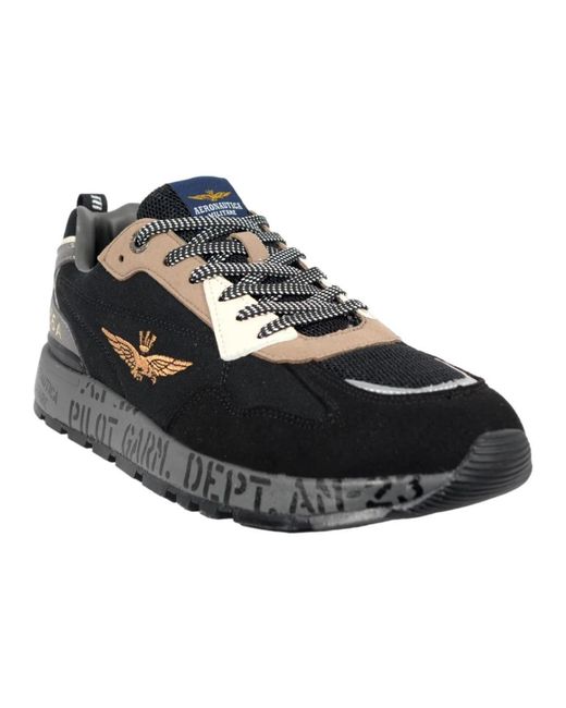 Aeronautica Militare Black Sneakers for men