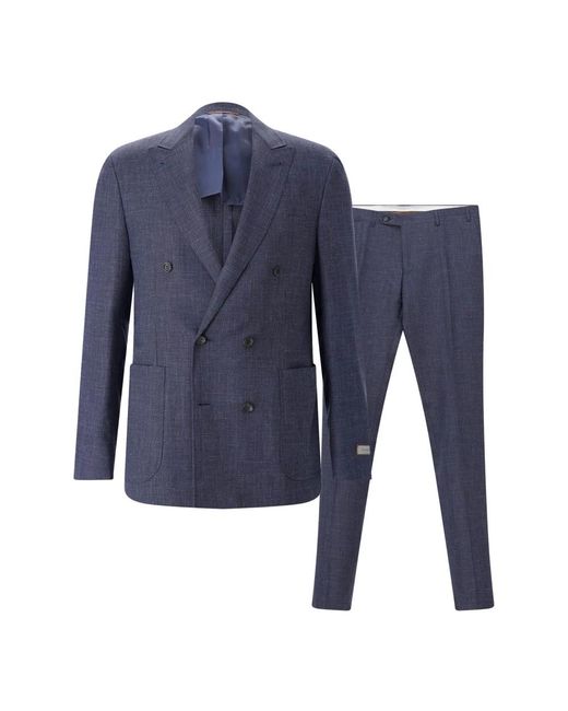 Canali Kei Double-Breasted Pak in het Blue voor heren