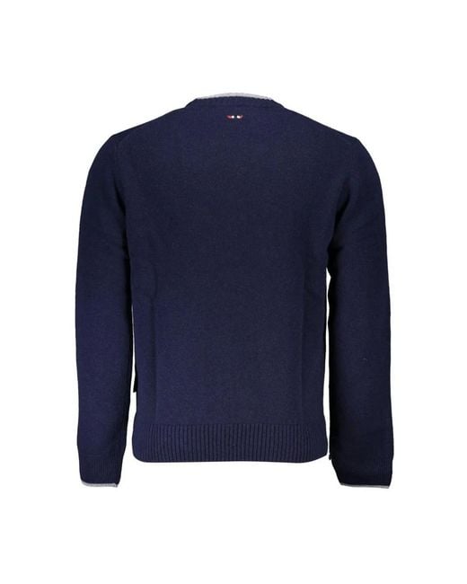 Napapijri Blue Round-Neck Knitwear for men