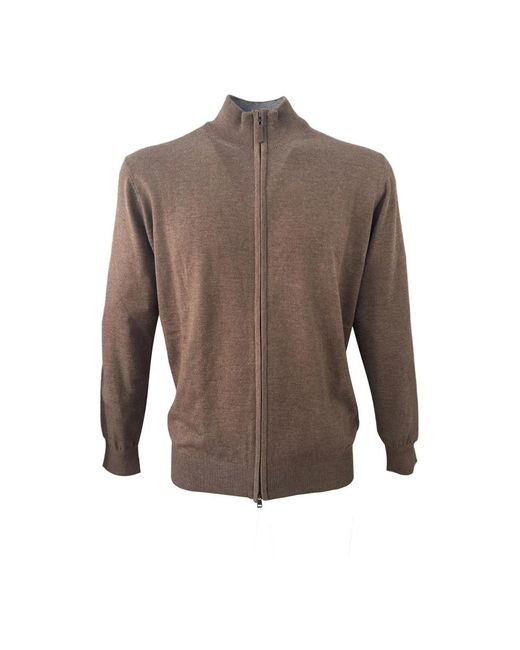 Cashmere Company Truien & Vesten ,Bruin ,Wol Zip Sweater in het Brown voor heren