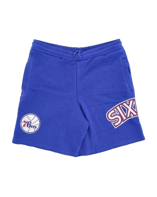 Mitchell & Ness Korte Broeken ,Blauw ,Katoen Nba Game Day Shorts French Terry in het Blue voor heren