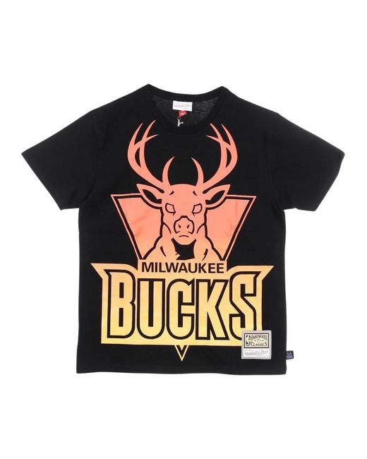 Mitchell & Ness Tops ,Zwart ,Katoen Nba Flames Tee Hardwood Classics in het Black voor heren