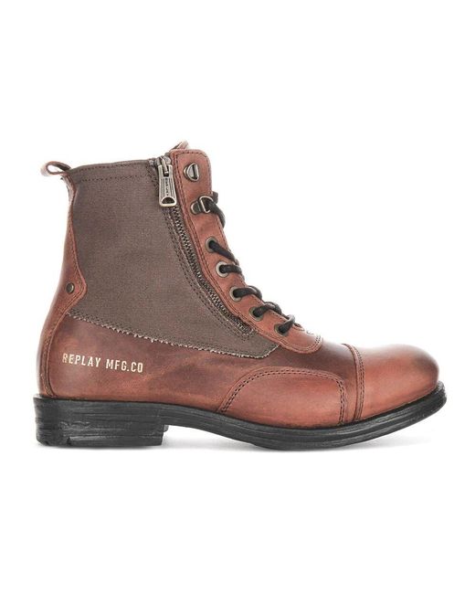 Replay Brown Lace-Up Boots for men