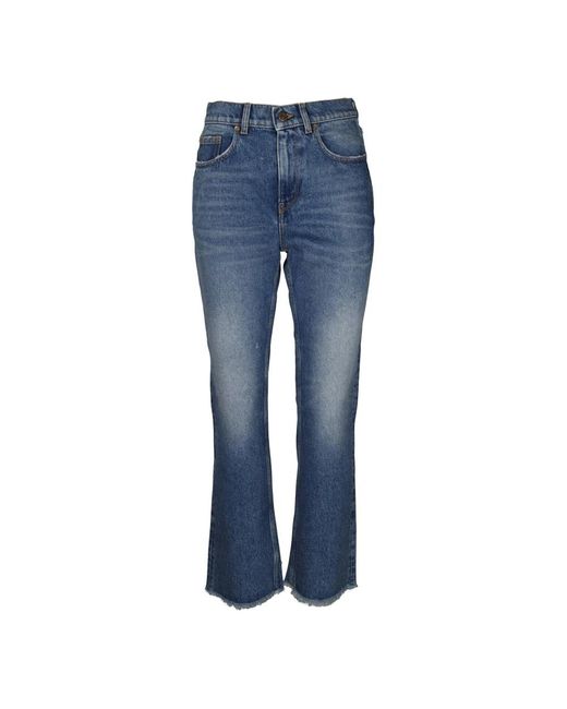 Jeans cropped flare blu con rifinitura a frange di Golden Goose Deluxe Brand in Blue