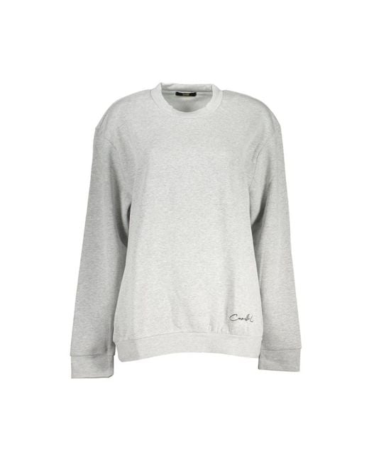 Roberto Cavalli Hoodies & Sweatvesten ,Grijs ,Katoen Grijs Geborduurd Sweatshirt Met Ronde Hals in het Gray voor heren