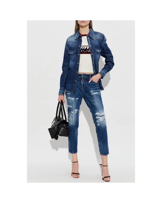 DSquared² Overhemden ,Blauw ,Denim Denim Shirt in het Blue