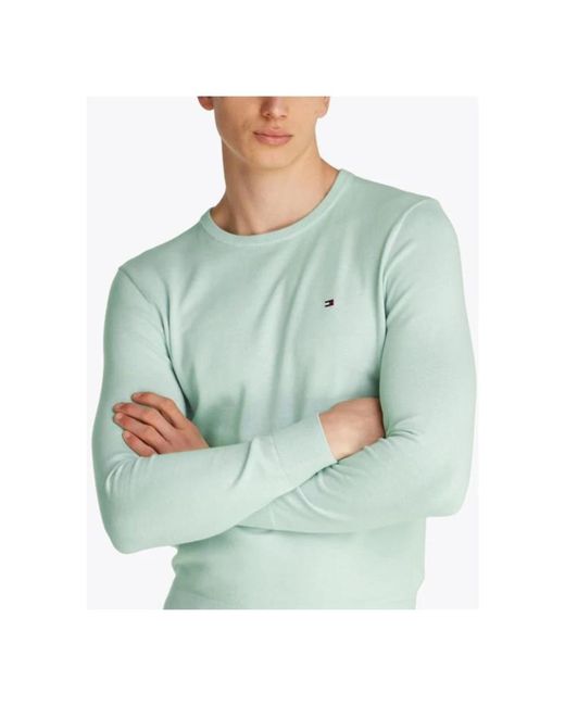 Tommy Hilfiger Essential Mintgrüner Baumwollpullover in Green für Herren
