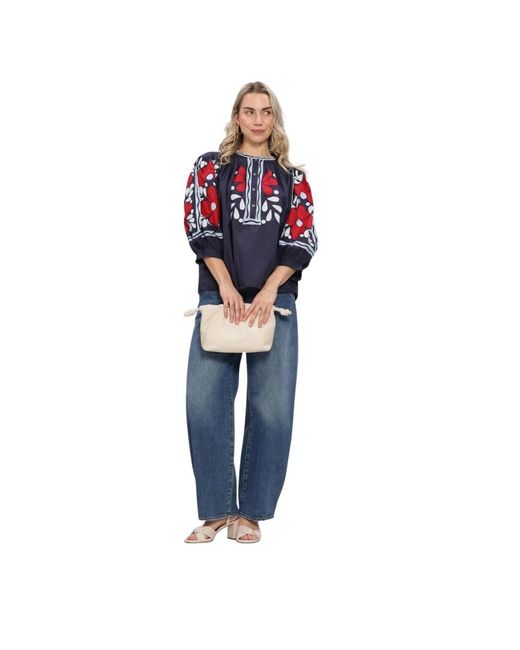 Antik Batik Oxo Blouse in het Blue