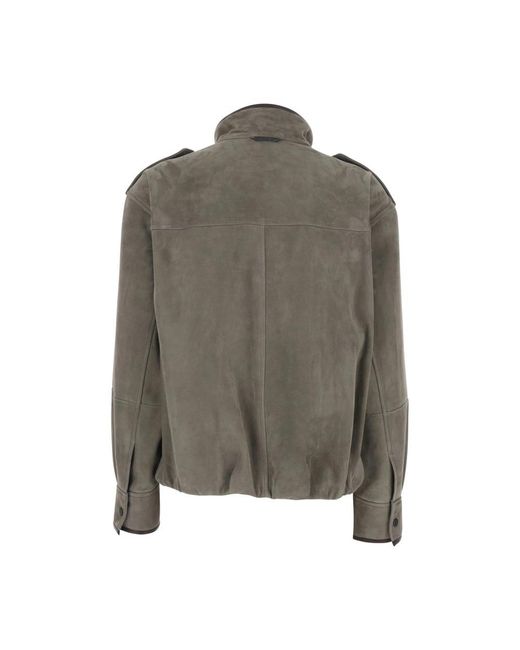 Leather Jackets Brunello Cucinelli en coloris Green