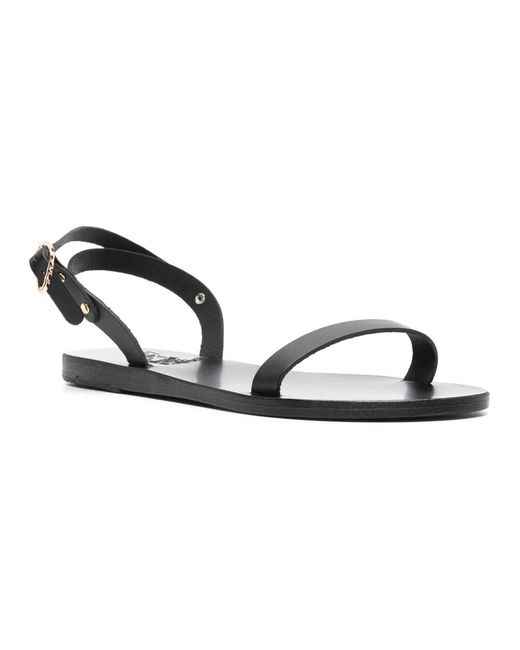 Ancient Greek Sandals Black Flat Sandals