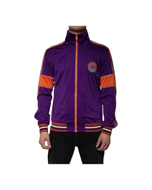 Dolce & Gabbana Hoodies & Sweatvesten ,Paars ,Polyester Full Zip Sweater in het Purple voor heren