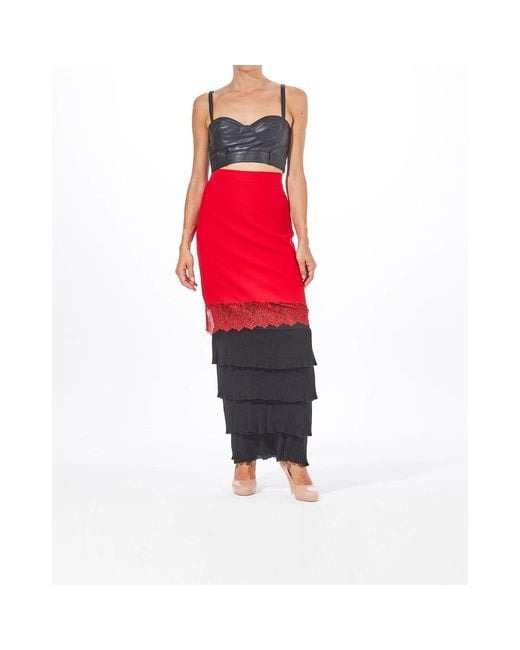 Moschino Rokken ,Rood ,Wol Lange Gebreide Rok in het Red