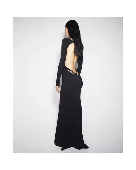 Mugler Kleedjes ,Zwart ,Leer Backless Buckled Crêpe Jurk in het Black