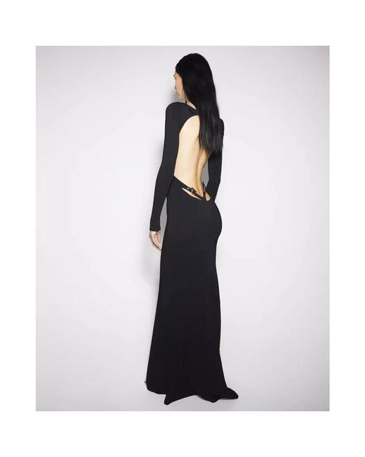 Mugler Kleedjes ,Zwart ,Leer Backless Buckled Crêpe Jurk in het Black