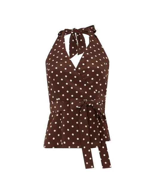 P.A.R.O.S.H. Polka-Dot Halter Top in het Brown