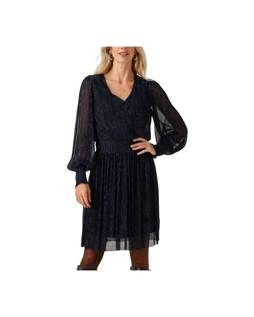 Minus Kleedjes ,Blauw ,Polyester Mavena Korte Jurk in het Black