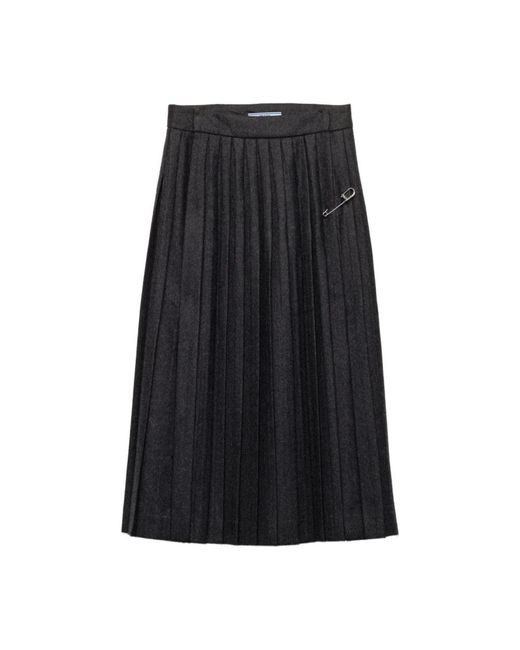 Prada Geplooide Midi Rok in het Black