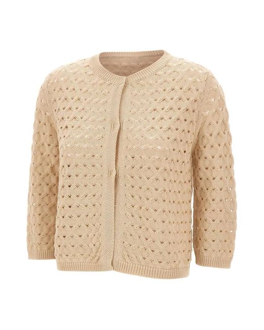 Kangra Textured Cotton Cardigan in het Natural