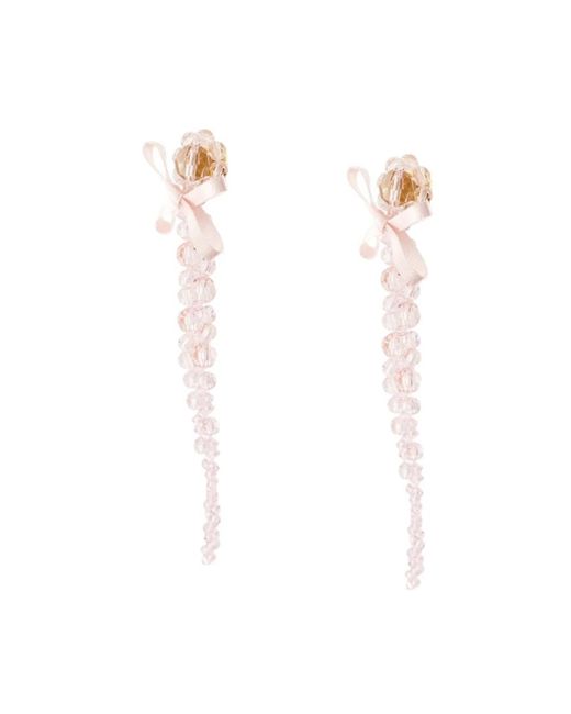 Simone Rocha Accessoires ,Roze ,Strik Druppel Oorbellen Kristal Roze in het White