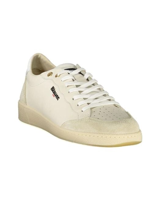 Blauer Weiße Leder Herren Sneaker in White für Herren