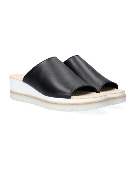 Gabor Black Schwarzer Slipper Mit Mehrschichtiger Sohle
