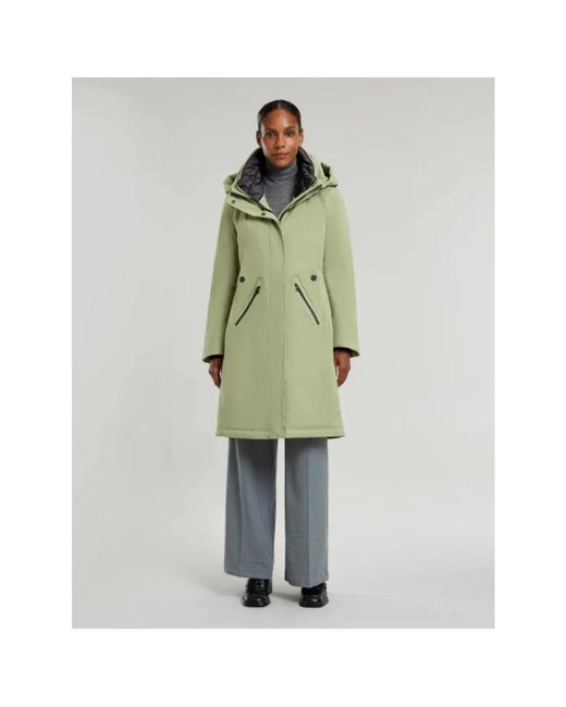Creenstone Jassen ,Groen ,Polyester Waterdichte Lange Parka Evanna Model in het Green