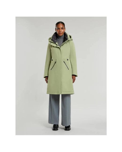 Creenstone Jassen ,Groen ,Polyester Waterdichte Lange Parka Evanna Model in het Green