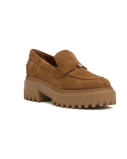 Hogan Gestreepte Tabak Rubber Mocassin in het Brown