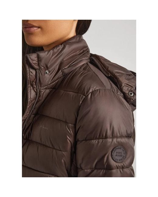 Pepe Jeans Brown Down Jackets