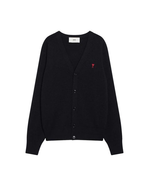 AMI Truien & Vesten ,Blauw ,Wol De Coeur Cardigan in het Black voor heren