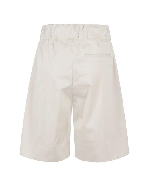 Myths White Cremefarbene Bermuda-Shorts Mit Elastischem Bund
