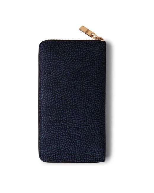 Borbonese Blue Suede zip around large wallet