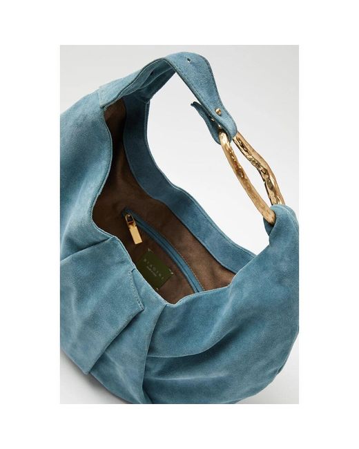 Biaggini Blue Wildleder schultertasche mit messing accessoire
