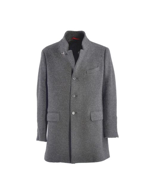Cappotto in lana grigio scuro con chiusura a bottoni di Fay in Gray da Uomo