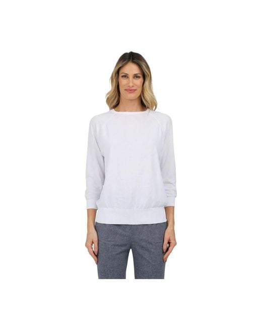 Alpha Studio White Round-Neck Knitwear